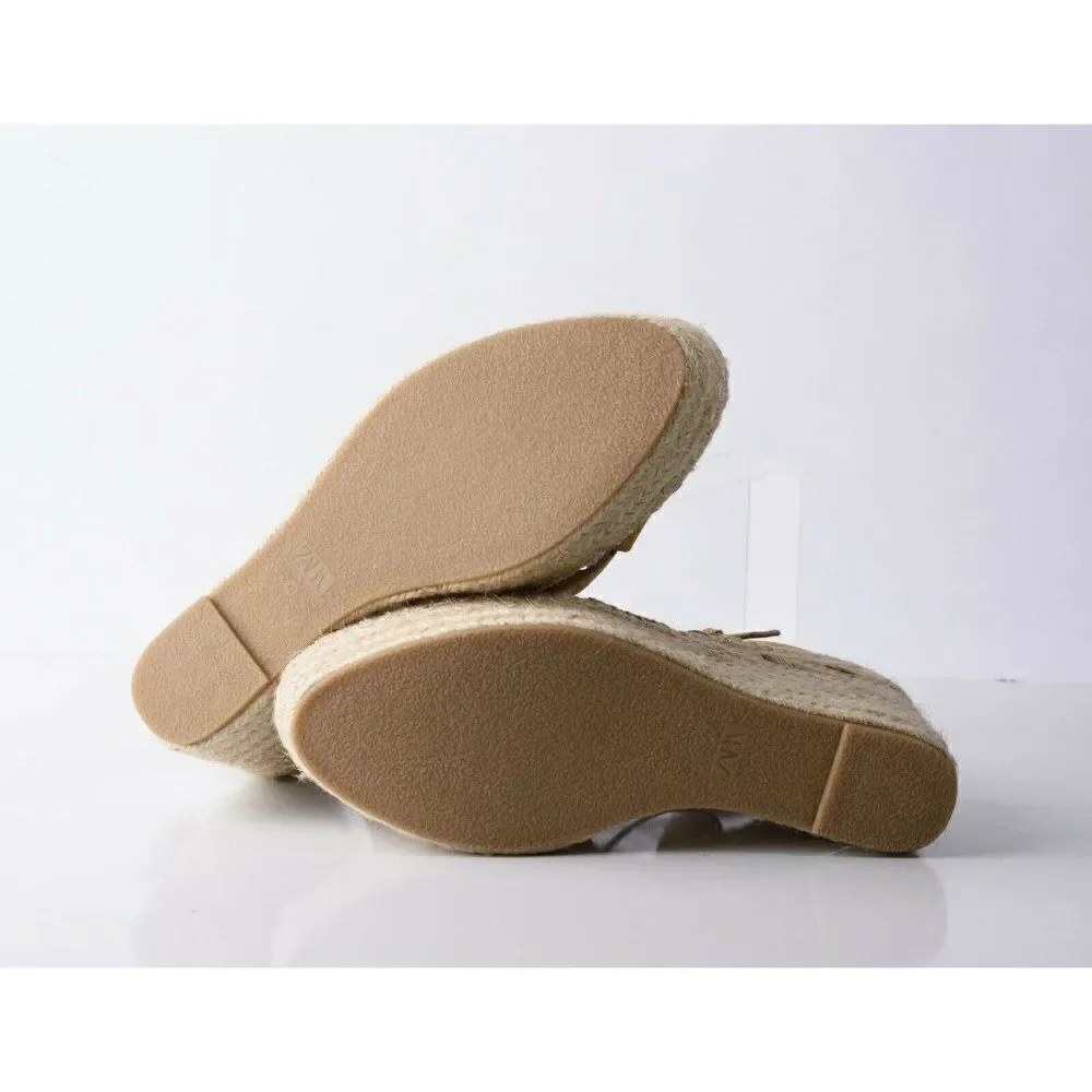 Zara Womens Wedges Sandals Suede Jute Platform EU 40 US 9 Tan Brown 2353/710 NWT - Picture 8 of 8